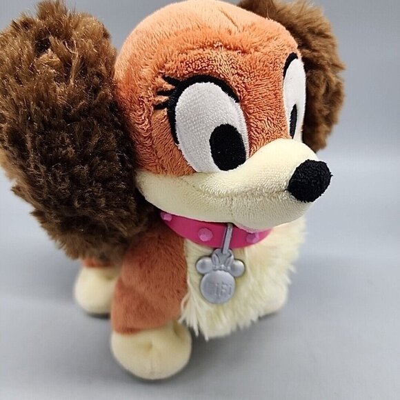 Lady & The Tramp Cute Female Puppy Dog Fifi Collar Plush Doll Disney Store 6" - Picture 2 of 4
